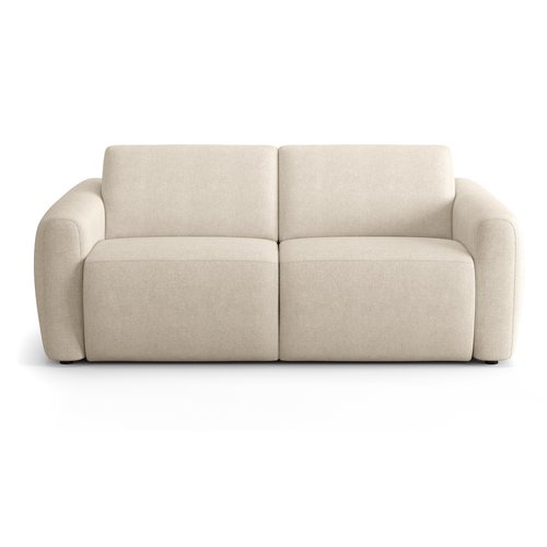 Canapé droit convertible 3 places en tissu chenille beige - ouverture express - Suzie