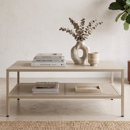 Table basse en métal beige clair 100 x 60 cm - Ysia