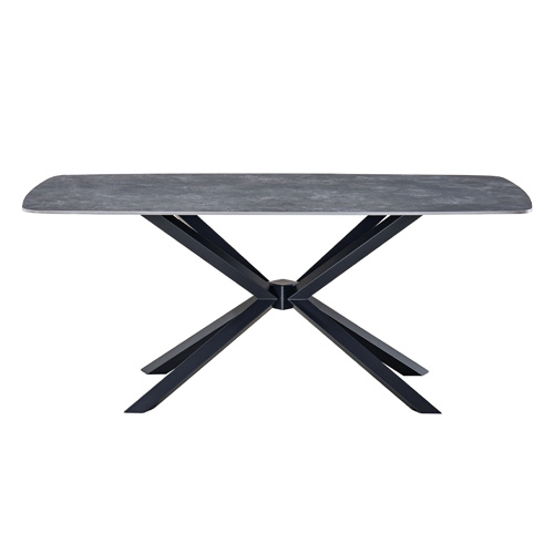 Table à manger rectangulaire 8 pers. en céramique gris anthracite et piètement noir 180x90 cm - Etna