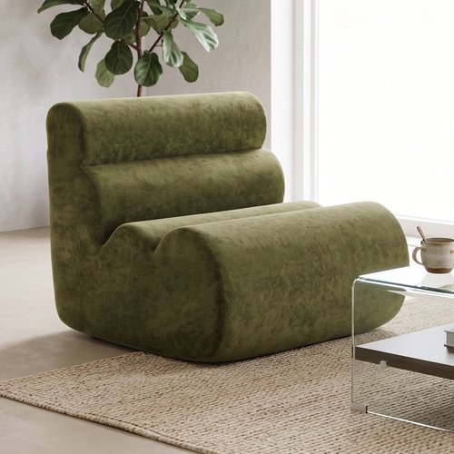 Chauffeuse compressée en tissu chenille vert kaki - Billie