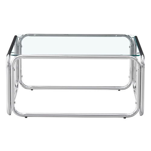 Table basse carrée en acier chromé et verre trempé 85x85 cm - Spritz