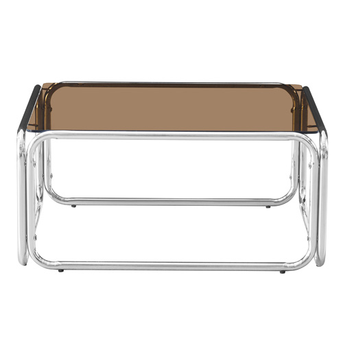 Table basse carrée en acier chromé et verre fumé 85x85 cm - Spritz
