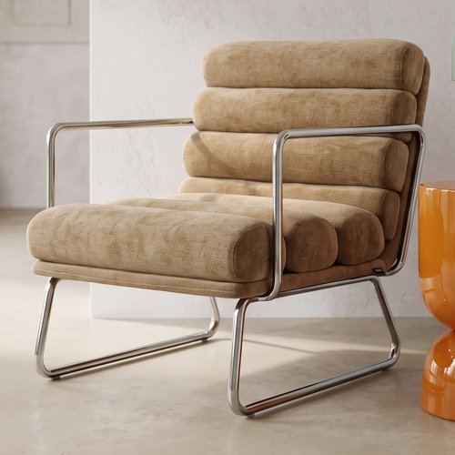 Fauteuil en tissu chenille miel - Vania