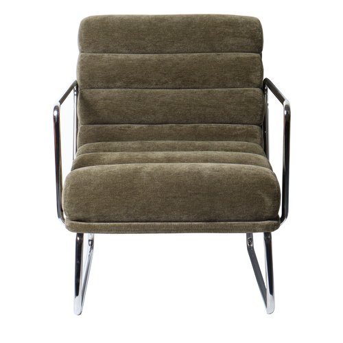 Fauteuil en tissu chenille vert kaki - Vania