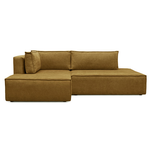 Canapé d'angle à droite convertible 3 places avec coffre en tissu chenille bronze - Barani