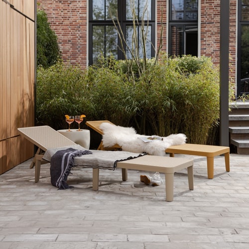 Chaise longue de jardin réglable jaune - Jinte