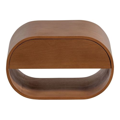 Table de chevet suspendue arrondie 1 tiroir en bois brun 39 cm - Momo