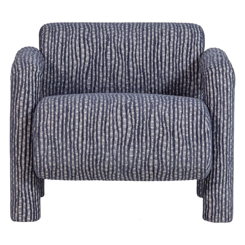 Fauteuil en tissu à motifs rayés gris/bleu - Lenny
