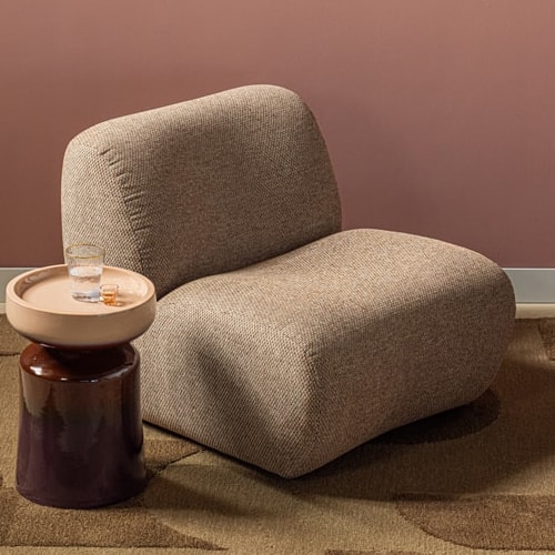 Fauteuil en tissu chenille chenille brun clair - Nomu