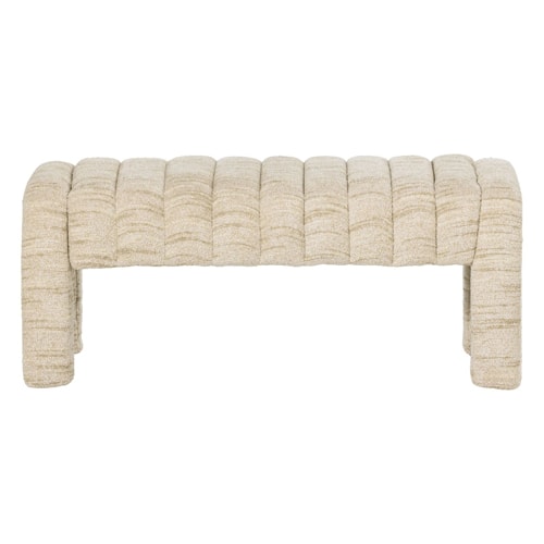 Banc en tissu bouclé bouclé matelassé beige - Frex