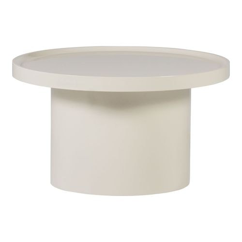Table d'appoint ronde laquée sable brillant Ø70 cm - Veluna