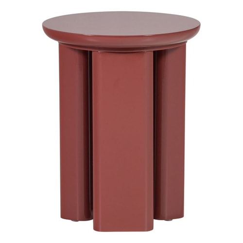 Table d'appoint ronde laquée vieux rouge/rose brillant Ø40 cm - Orivo