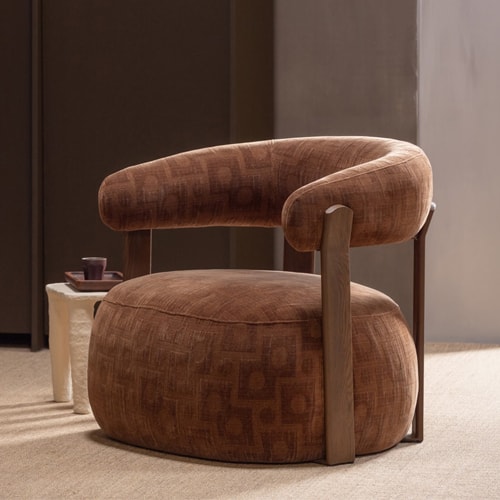 Fauteuil en tissu 3D à motifs géométriques brun - Foon
