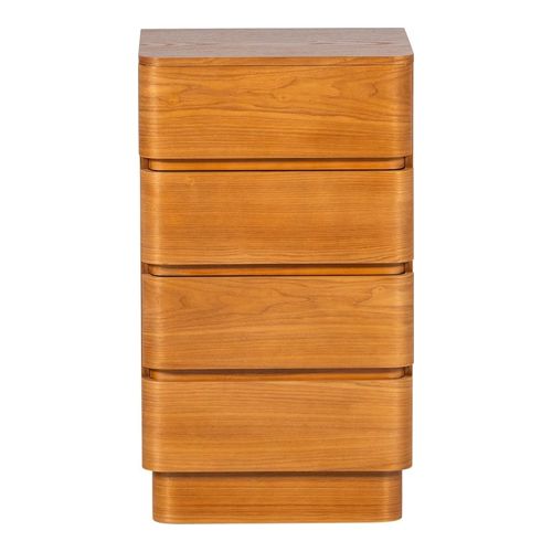 Meuble d'appoint à angles arrondis 4 tiroirs en bois 40 cm - Fejo