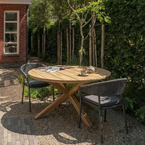 Table de jardin ronde en bois d'acacia Ø135 cm - Kiro