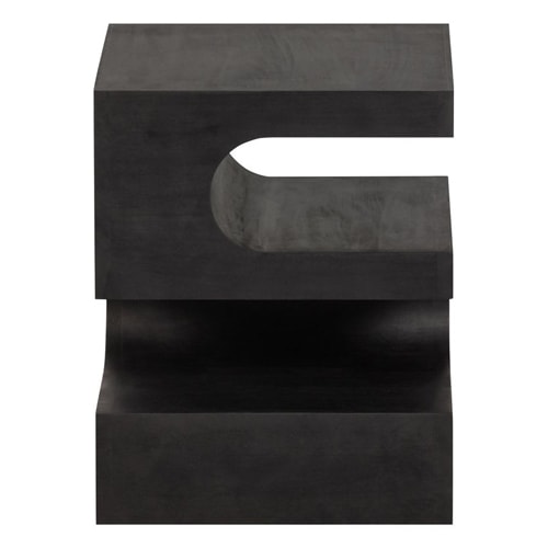 Table d'appoint sculptée en bois de manguier noir 40 cm - Toma