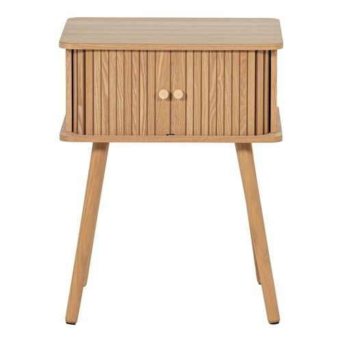 Table de chevet à portes coulissantes en bois clair cannelé 45 cm - Karri