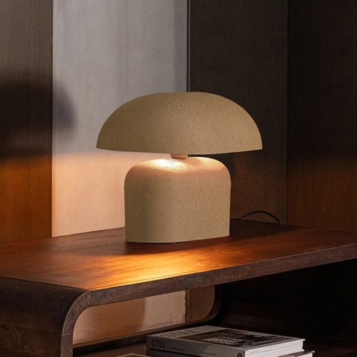 Lampe de table champignon en métal beige foncé - Tilo