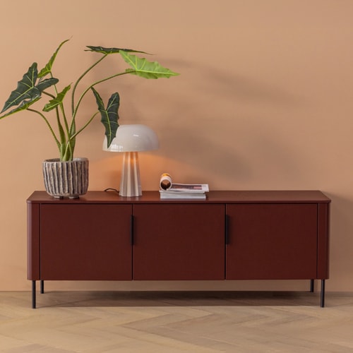 Meuble TV en pin cannelé bordeaux 154 cm - Gunnar