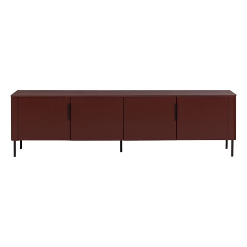 Meuble TV en pin cannelé bordeaux 200 cm - Gunnar