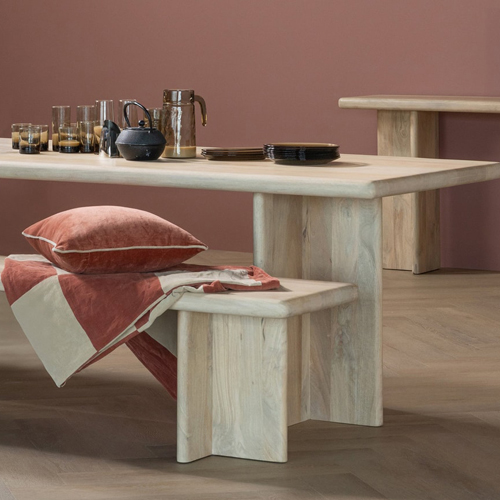 Table à manger rectangulaire en bois de manguier clair 180 cm - Ato