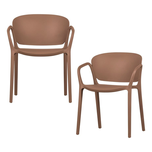Lot de 2 chaises de jardin empilable rose saumon - Bent