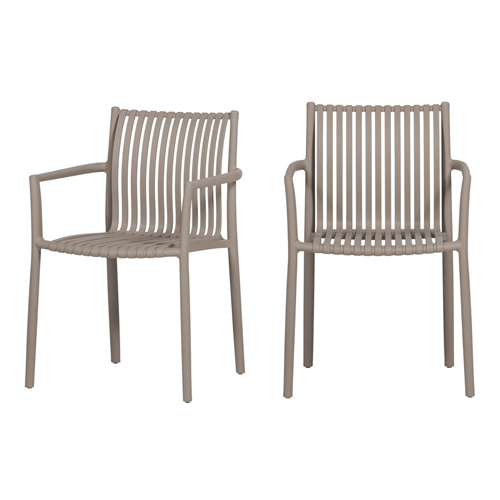 Lot de 2 chaises de jardin à lattes empilable sable - Easy going
