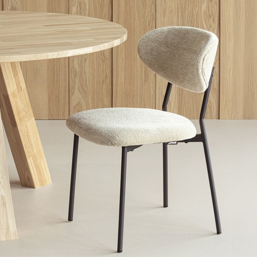 Lot de 2 chaises de salle à manger en tissu chenille beige - Kjeld