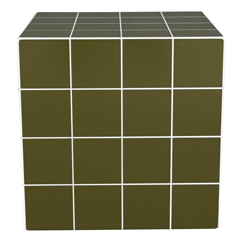 Bout de canapé cubique effet mosaïque vert olive 40 cm - Ibiza