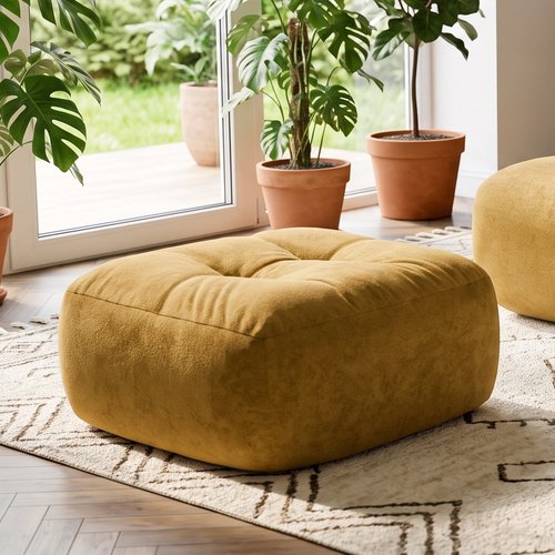 Pouf compressé en tissu chenille bronze - Nido