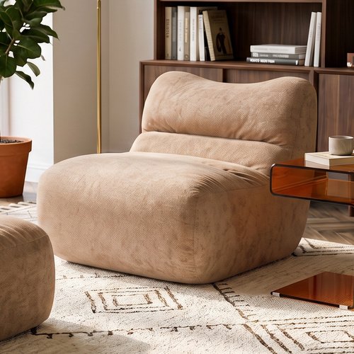Pouf compressé en tissu chenille moka - Nido
