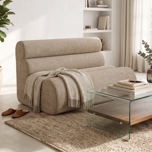 Banquette compressée 2 places en tissu chenille moka - Billie