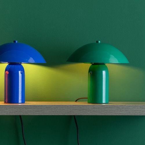 Lampe à poser champignon en métal bleu marine - Asuto