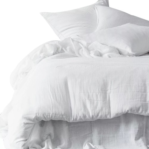 Housse de couette en gaze de coton lavé Blanc 240 x 220 cm - Mykonos