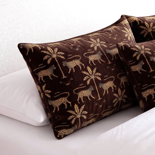 Housse de coussin en velours imprimé ganache 45 x 45 cm - Beria
