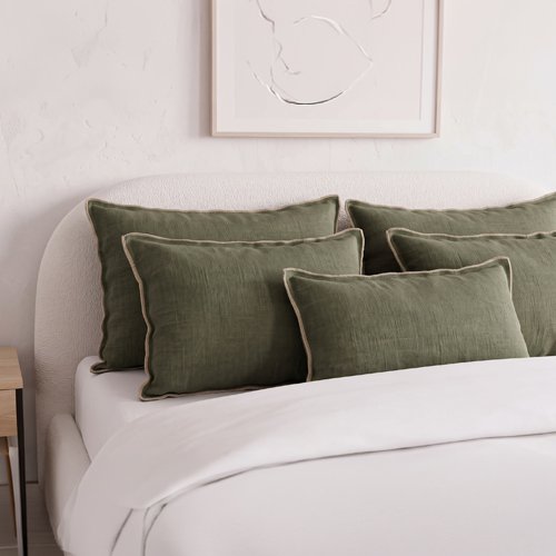 Housse de coussin en lin lavé kaki 40 x 60 cm - Seoni