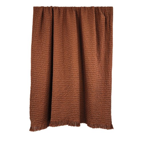 Plaid en coton effet nid d'abeille brick 130 x 200 cm - Tempo