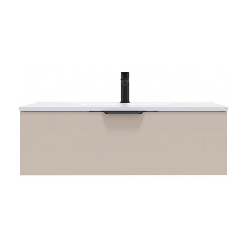 Meuble de salle de bain suspendu vasque intégrée 90cm 1 tiroir Beige - Venice