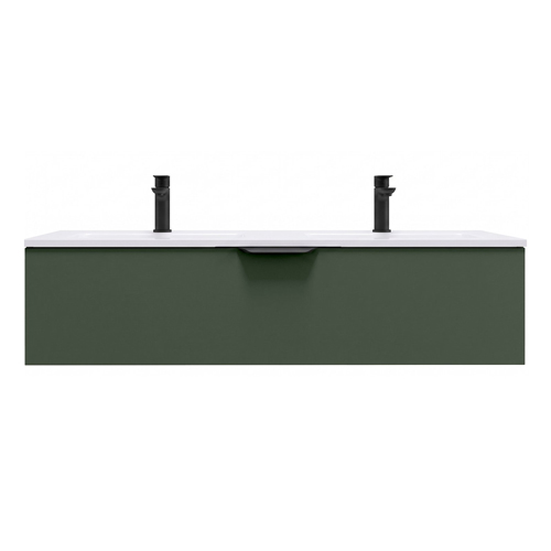 Meuble de salle de bain suspendu double vasque intégrée 120cm 1 tiroir Vert Amazonie - Venice
