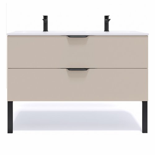 Meuble de salle de bain suspendu double vasque intégrée 120cm 2 tiroirs Vert sauge - Venice