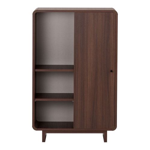 Buffet haut 1 porte 3 niches effet noyer 70 cm - Kelsa