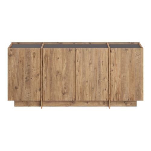 Buffet 4 portes effet pin et anthracite 180 cm - Amado