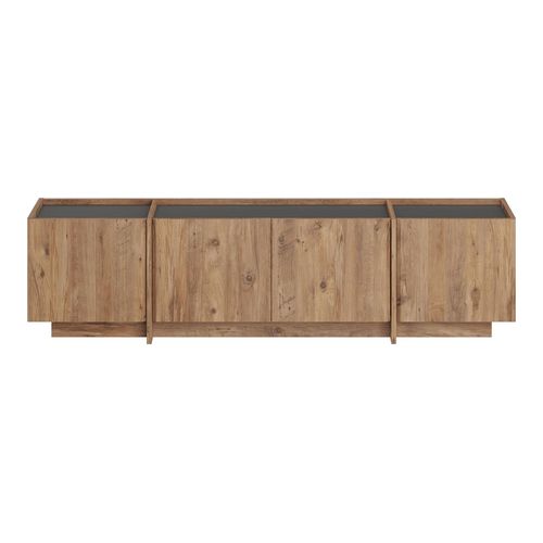 Meuble TV 4 portes effet pin et anthracite 180 cm - Hanao