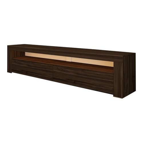 Meuble TV LED 2 portes 1 niche effet noyer 150 cm - Aveiro