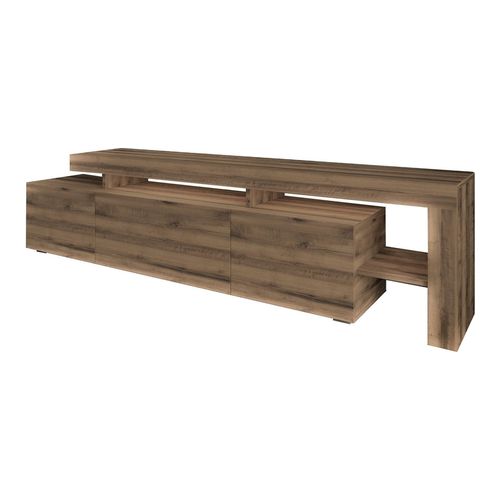Meuble TV LED 3 portes 4 niches effet noyer 192 cm - Ilia