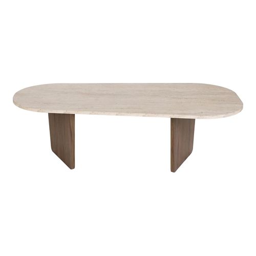 Table basse effet travertin et noyer 130 cm - Ceane