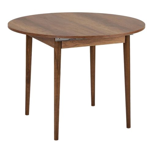 Table à manger extensible ronde effet noyer foncé 4 convives 100/131 cm - Marea