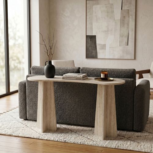 Console effet travertin 120 cm - Elina