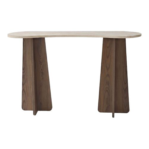 Console effet travertin et noyer 120 cm - Elina