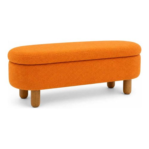 Banc coffre en tissu teddy orange 120 cm - Solen